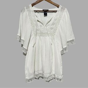 STYLE & CO Boho Peasant Lace Embroidered Tunic Cottagecore